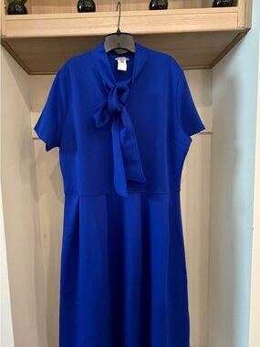 Elegant Royal Blue Tie-Neck Women’s Dress